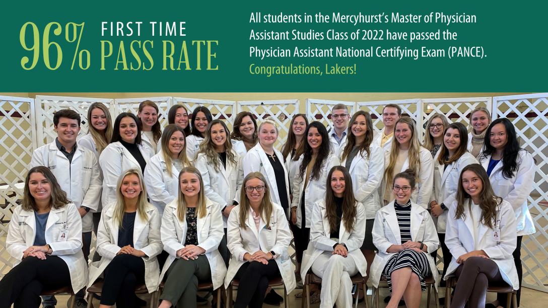 96% FIRST TIME PASS RATE All students in the ϳԹ’s Master of Physician Assistant Studies Class of 2023 have passed the Physician Assistant National Certifying Exam (PANCE). Congratulations, Lakers!